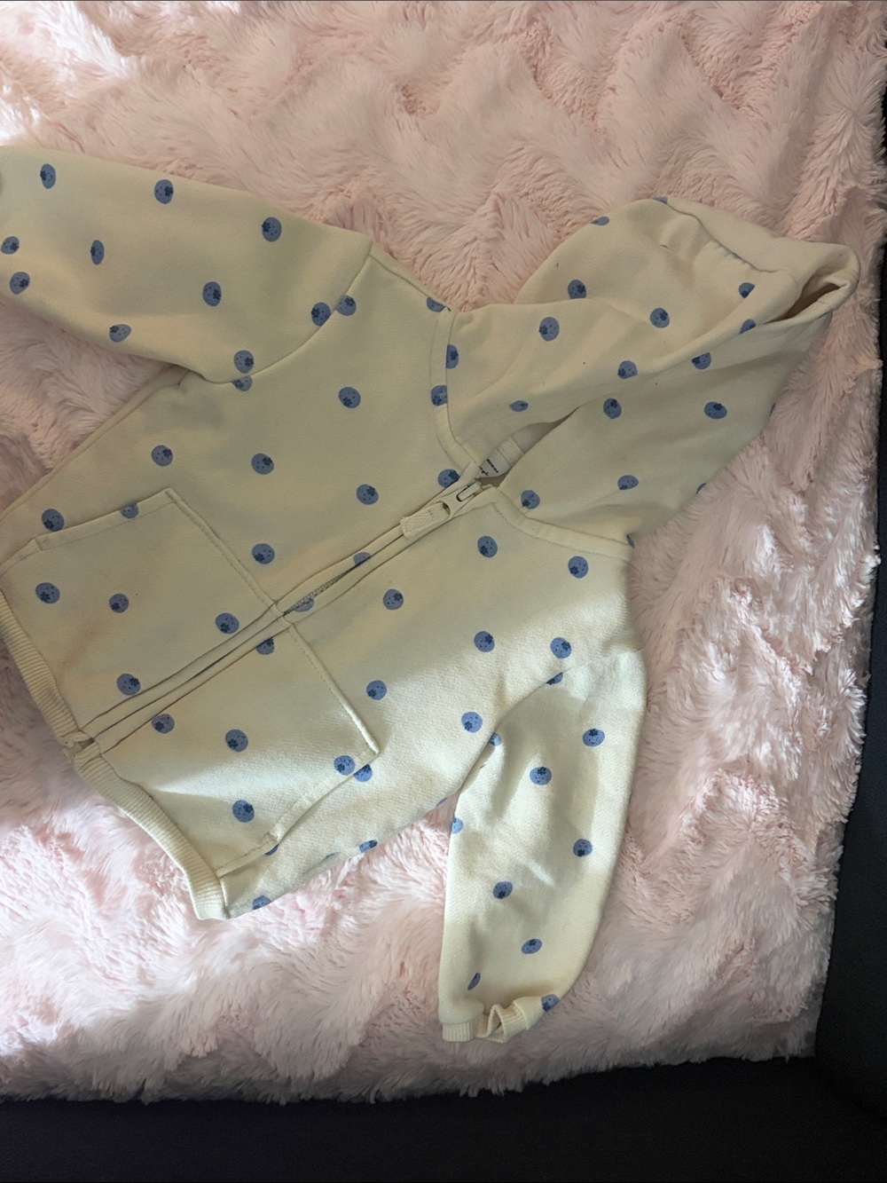 Cream Polka Dot Zip Hoodie - Women Jackets & Coats